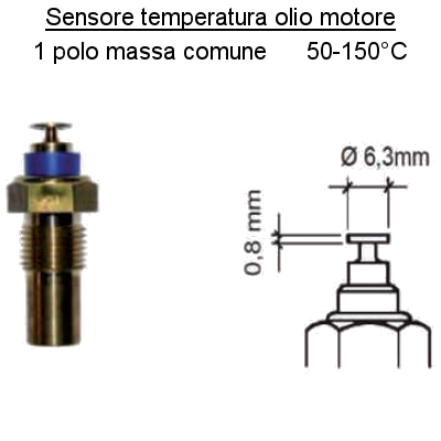 Sensore Temperatura Olio motore Barca, Polo Negativo Comune, 0,8x6,3